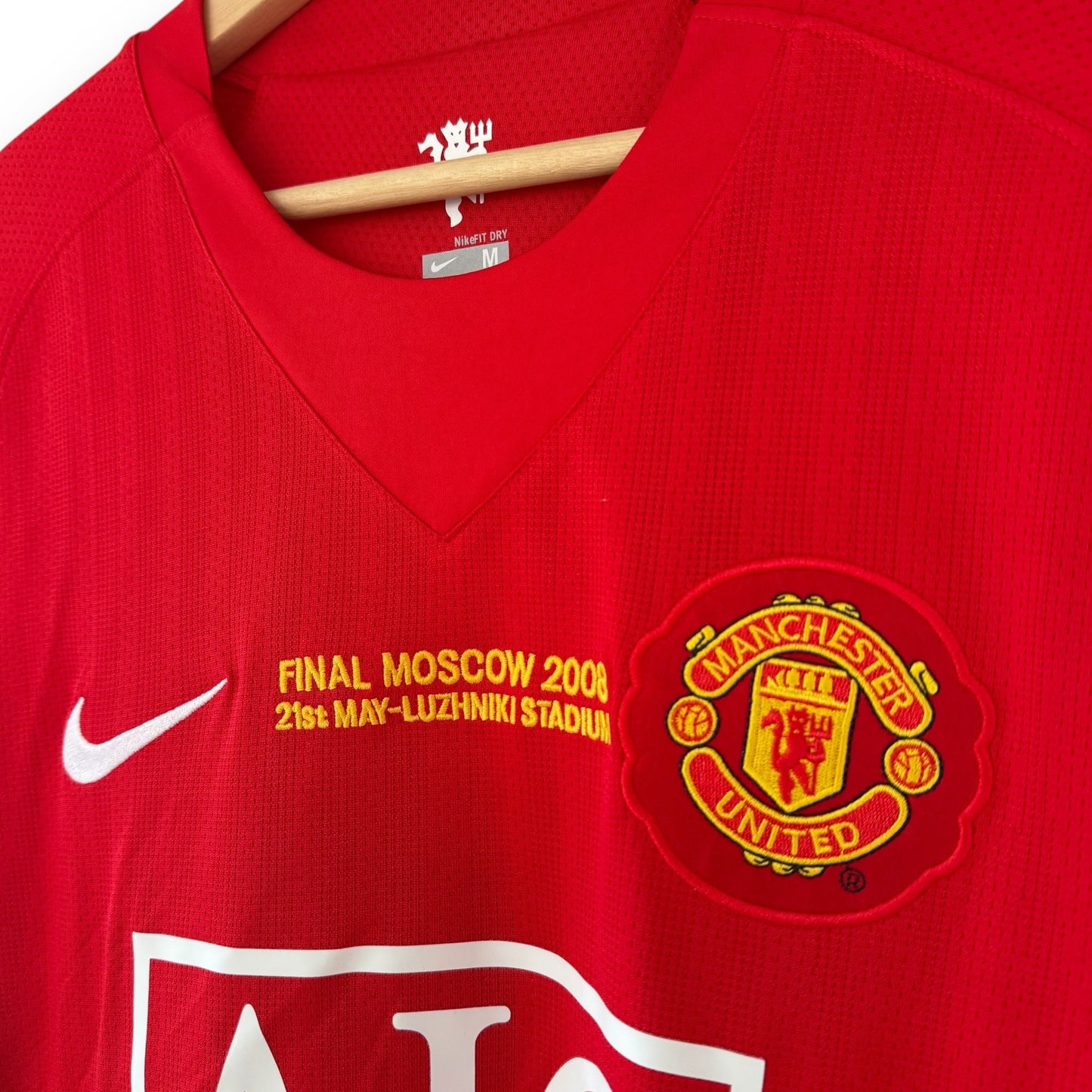 Camiseta Manchester United 2007-2008 Titular Final UCL Manga Larga