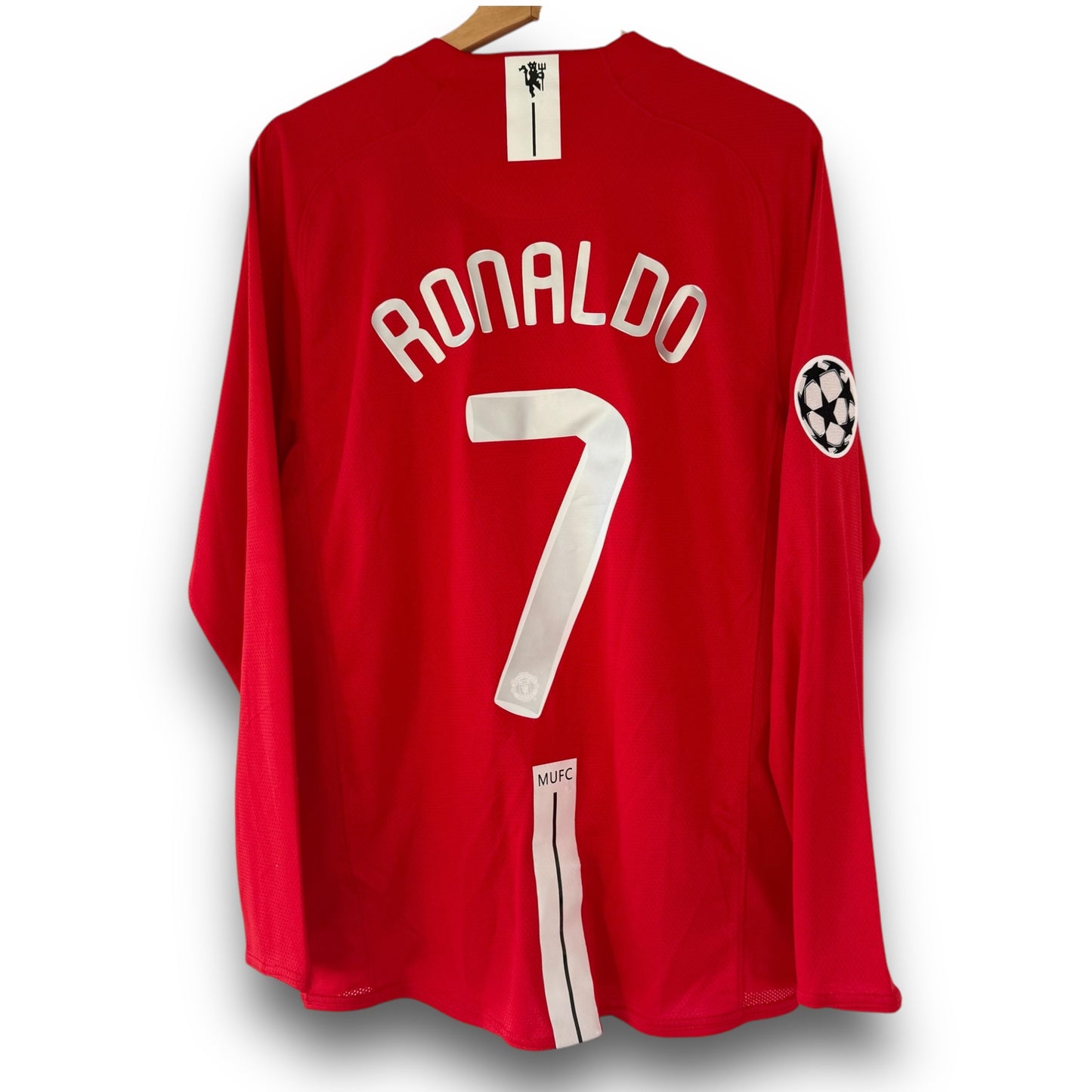 Camiseta Manchester United 2007-2008 Titular Final UCL Manga Larga