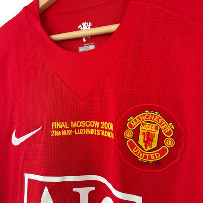 Camiseta Manchester United 2007-2008 Titular Final UCL Manga Larga